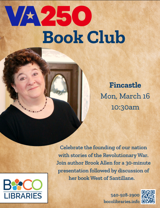 VA250 Book Club: West of Santillane Book Discussion and Author Visit